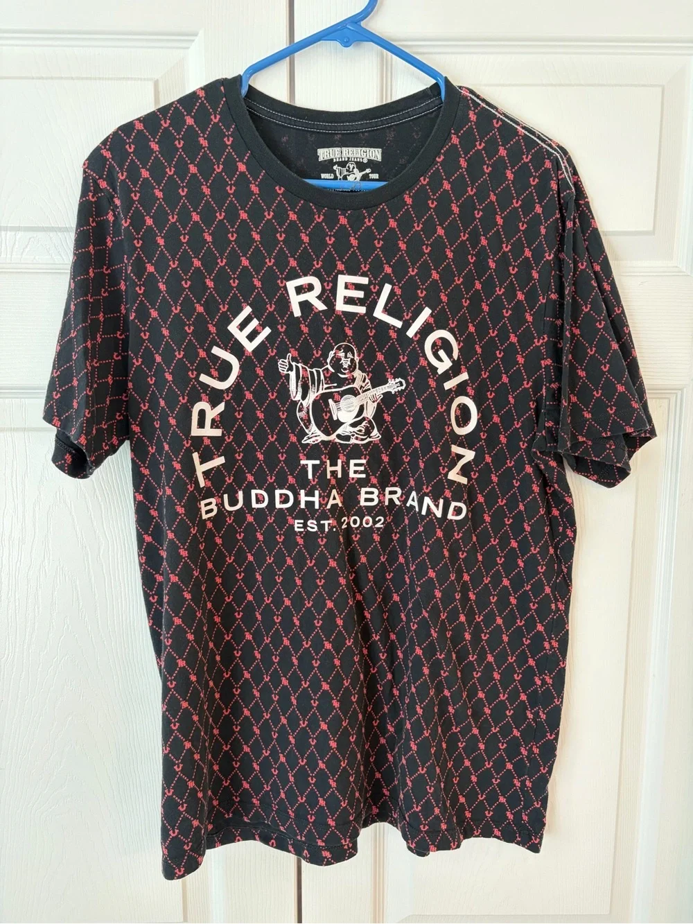 True Religion Men’s Red Logo Print Short Sleeve Cotton T-Shirt Size XL